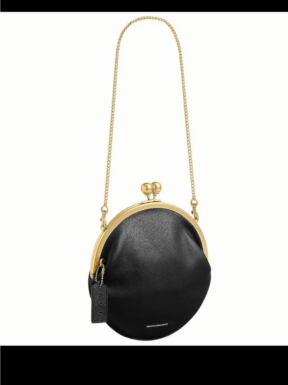 Coach Kisslock Frame Crossbody Black Full Grain Leather Gold Chain NWT RARE - Picture 9 of 10